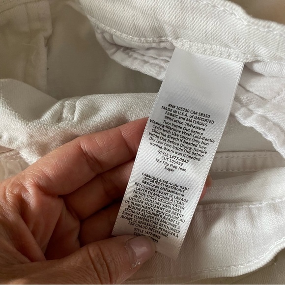 Current/Elliott The Fip Flop Sugar White Jeans Flare Raw Fringe Hem Edgy Sz 25 - Picture 12 of 15